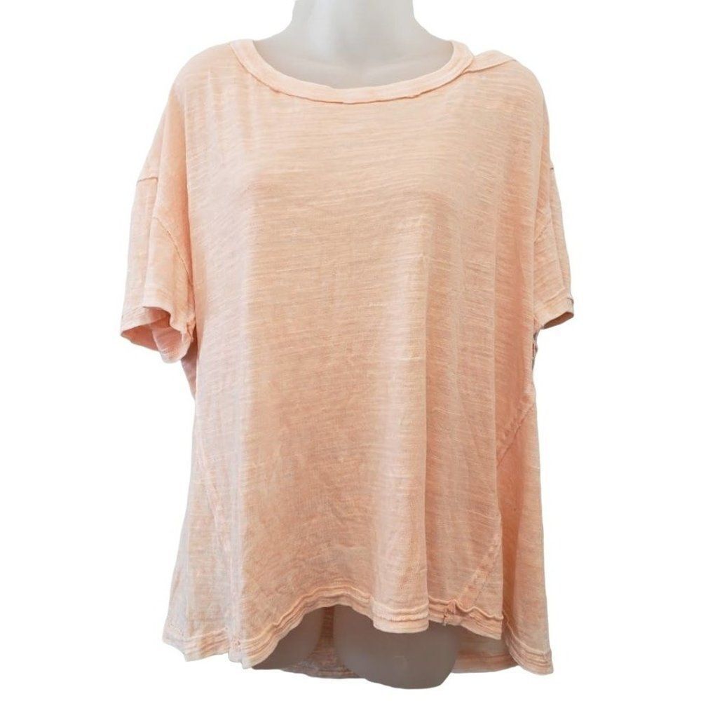 Free People Burnout Cold‎ Shoulder Top Women's Pale Pink Distressed Faded NEW